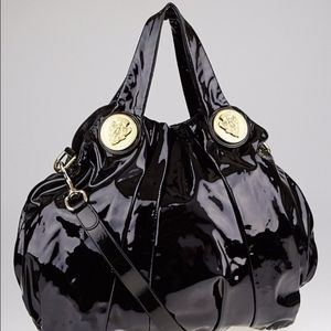 Gucci Hysteria Large Hobo Black Patent Leather